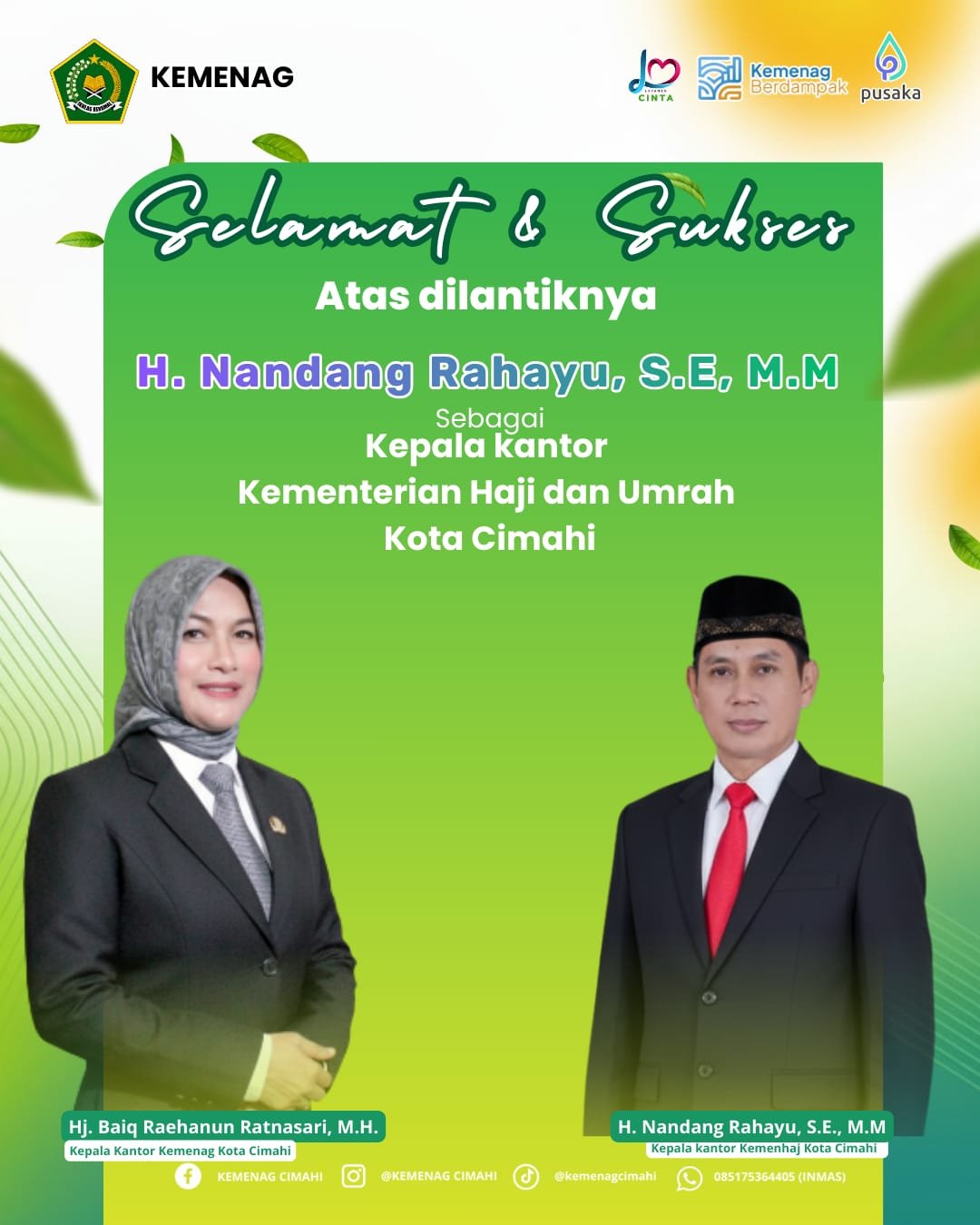 Pelantikan Kepala Kantor Kementerian Haji dan Umroh Kota Cimahi 